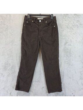 AMO Chloe Crop Jeans Womens 28 Brown Corduroy Dark Wash High Rise Slim Ankle